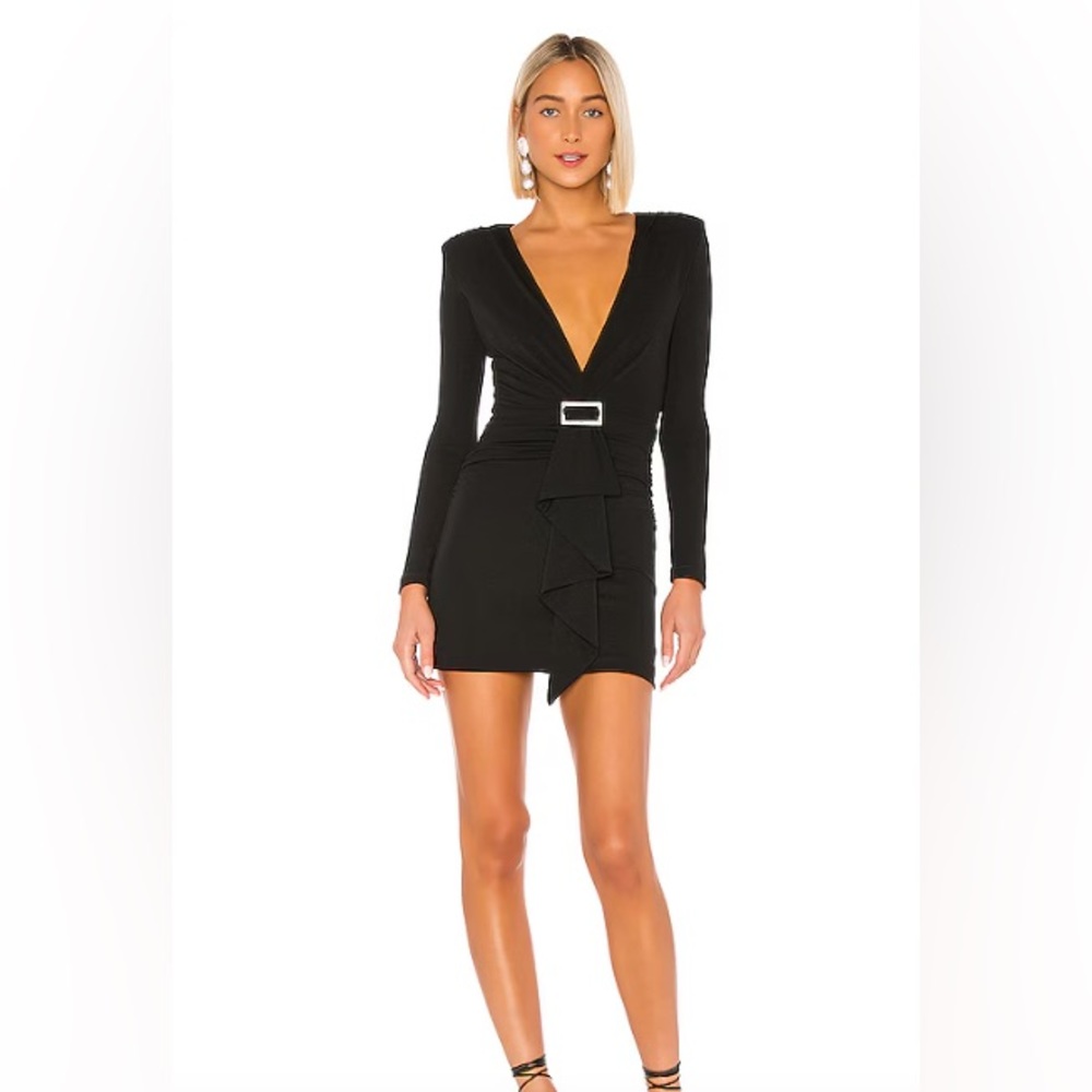 REVOLVE NBD Ciaran Mini Dress Black Long Sleeve Embellished